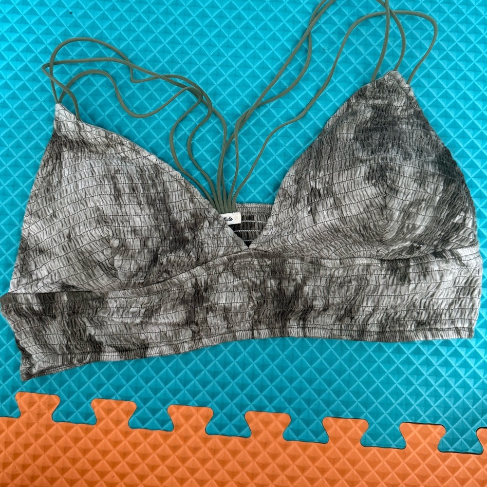 Listicle Olive and Cream tie dye bralette medium